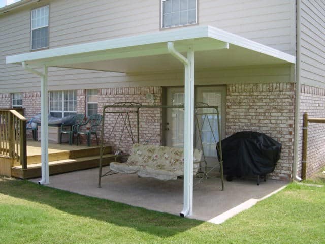 White aluminum awning for residential patio