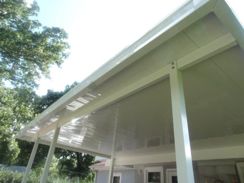 View of white aluminum carport for residential home